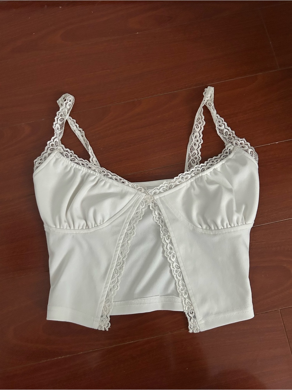 Lace-Trim White Cropped Cami Top